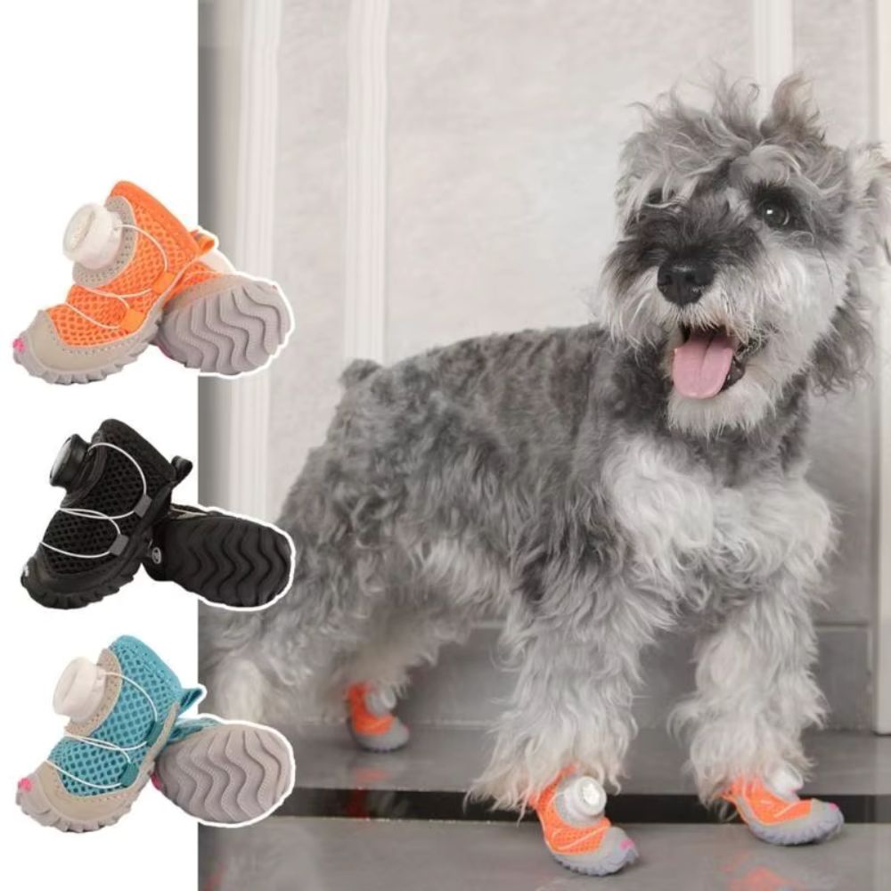 All-Terrain Dog Shoes With Anti-Slip Soles & Dial Adjustment - 4Pcs
