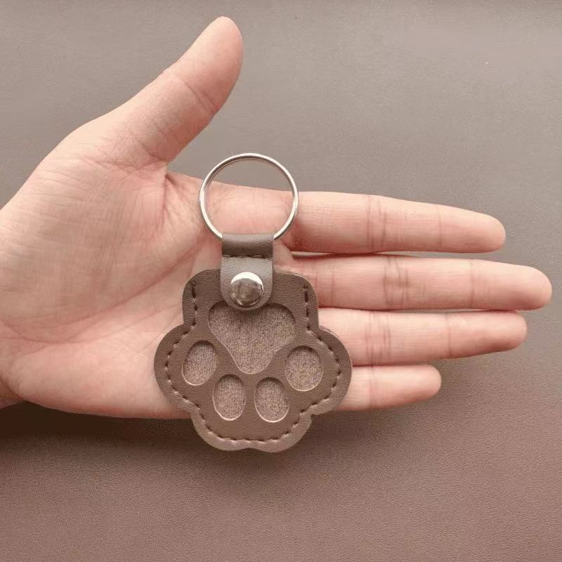 Pet Paw Shaped Leather Keychain