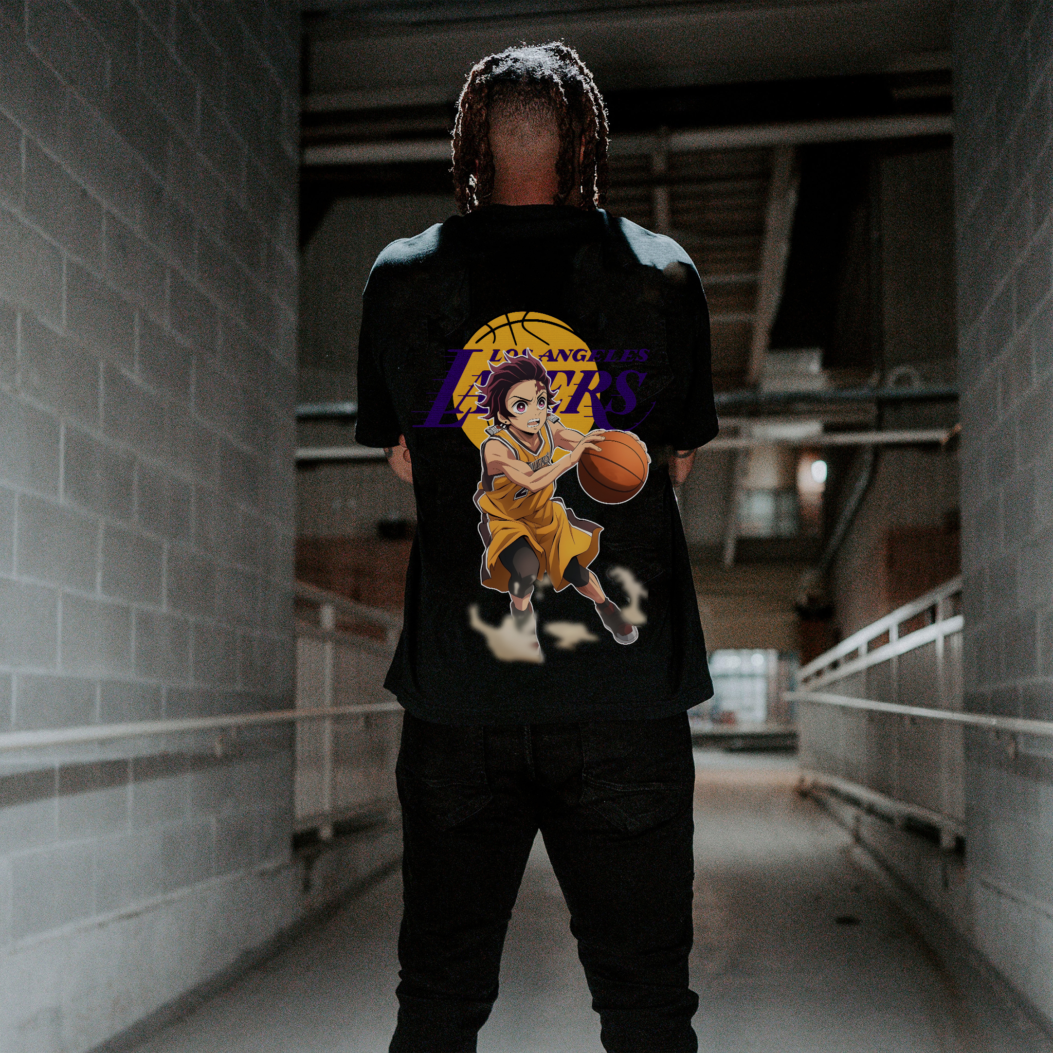 Unisex Vintage Tee丨Lakers X Demon Slayer Tee