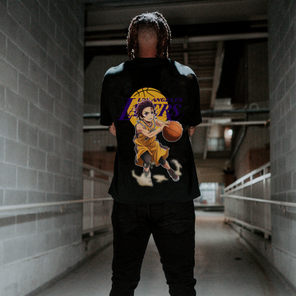 Unisex Vintage Tee丨Lakers X Demon Slayer Tee