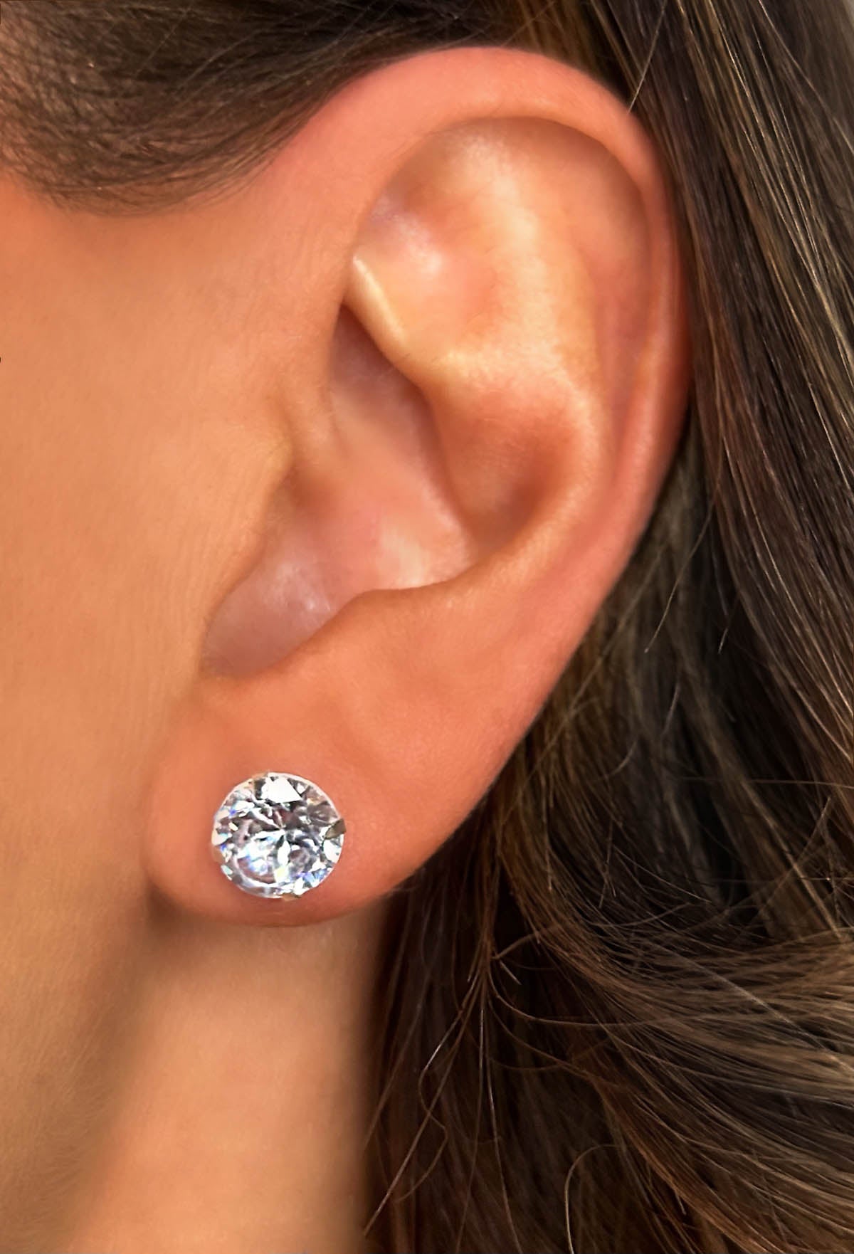Sparkle In Chic Silver Diamante Stud Earrings-Sawsky. All Rights Reserved.