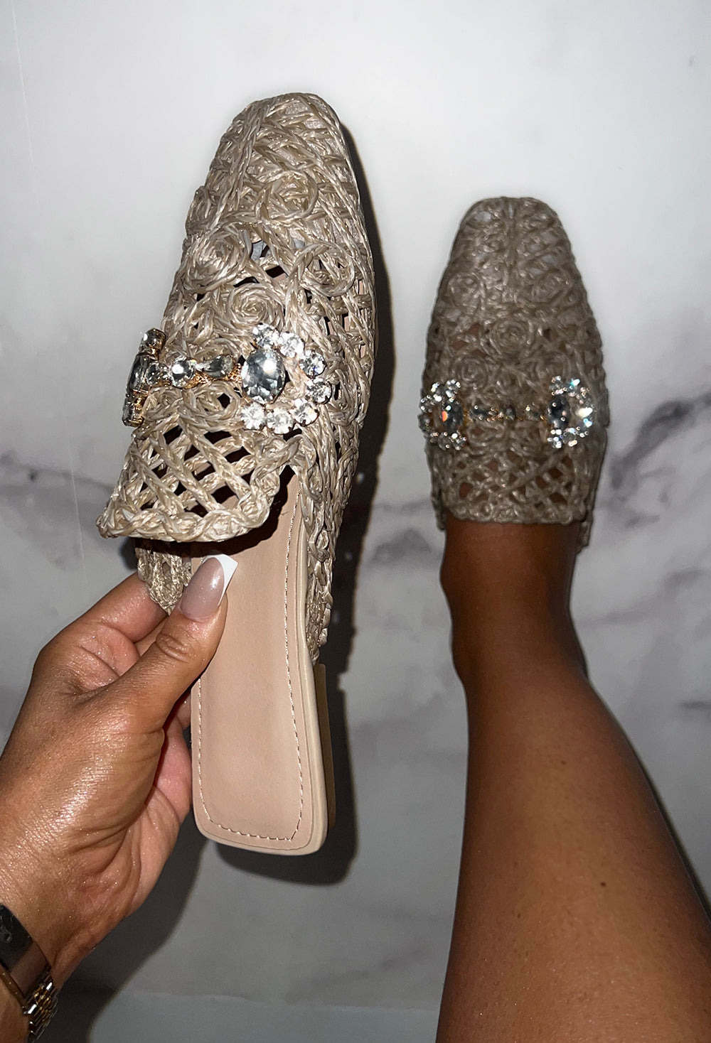Show Me The Diamonds Beige Lace Diamond Sandals-Sawsky. All Rights Reserved.