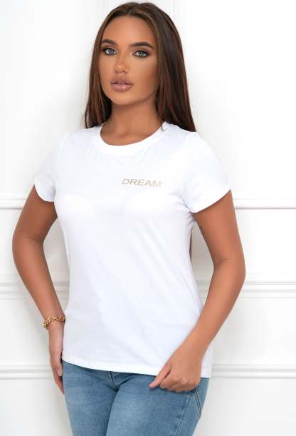 Sparkle Sweetie White Gold Sequin Wings T-Shirt-Sawsky. All Rights Reserved.