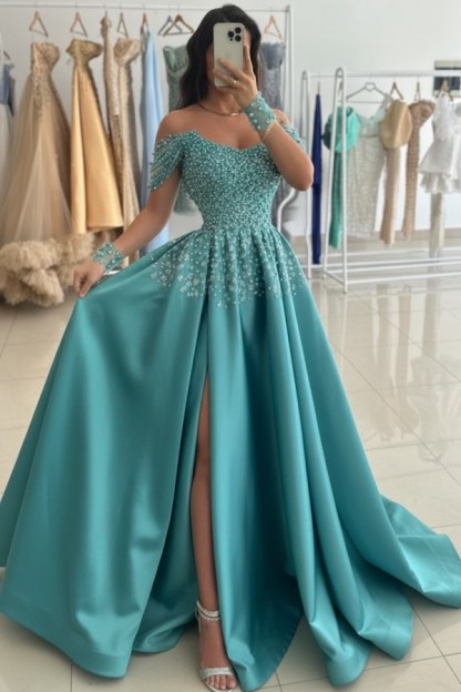 Grüne Abendkleider Lang Glitzer Ballkleider Abiballkleider Online