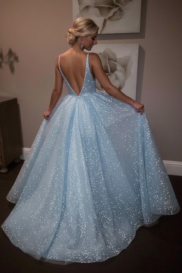 Elegante Abendkleider Lang Weiß Pailletten A Line Abiballkleider Günstig Online