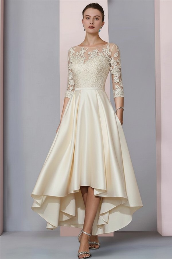 Schwarzes Brautmutterkleid Kurz | Brautmutterkleider mit Ärmel