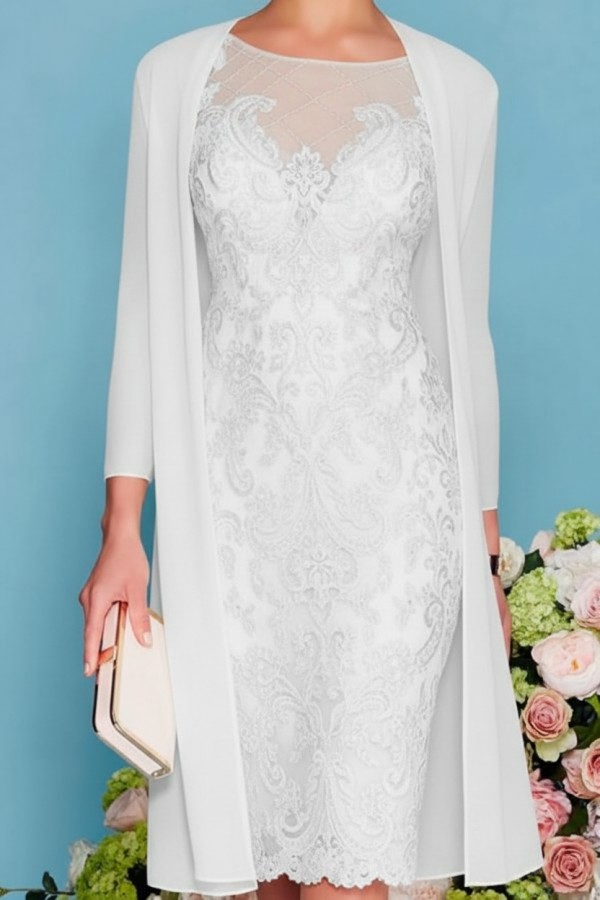 Designer Brautmutterkleider Rosa | 2 Teilige Spitze Kleider Brautmutter