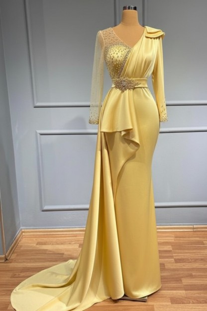 Olive Grün Abendkleider Mit Ärmel | Abiballkleider mit Glitzer