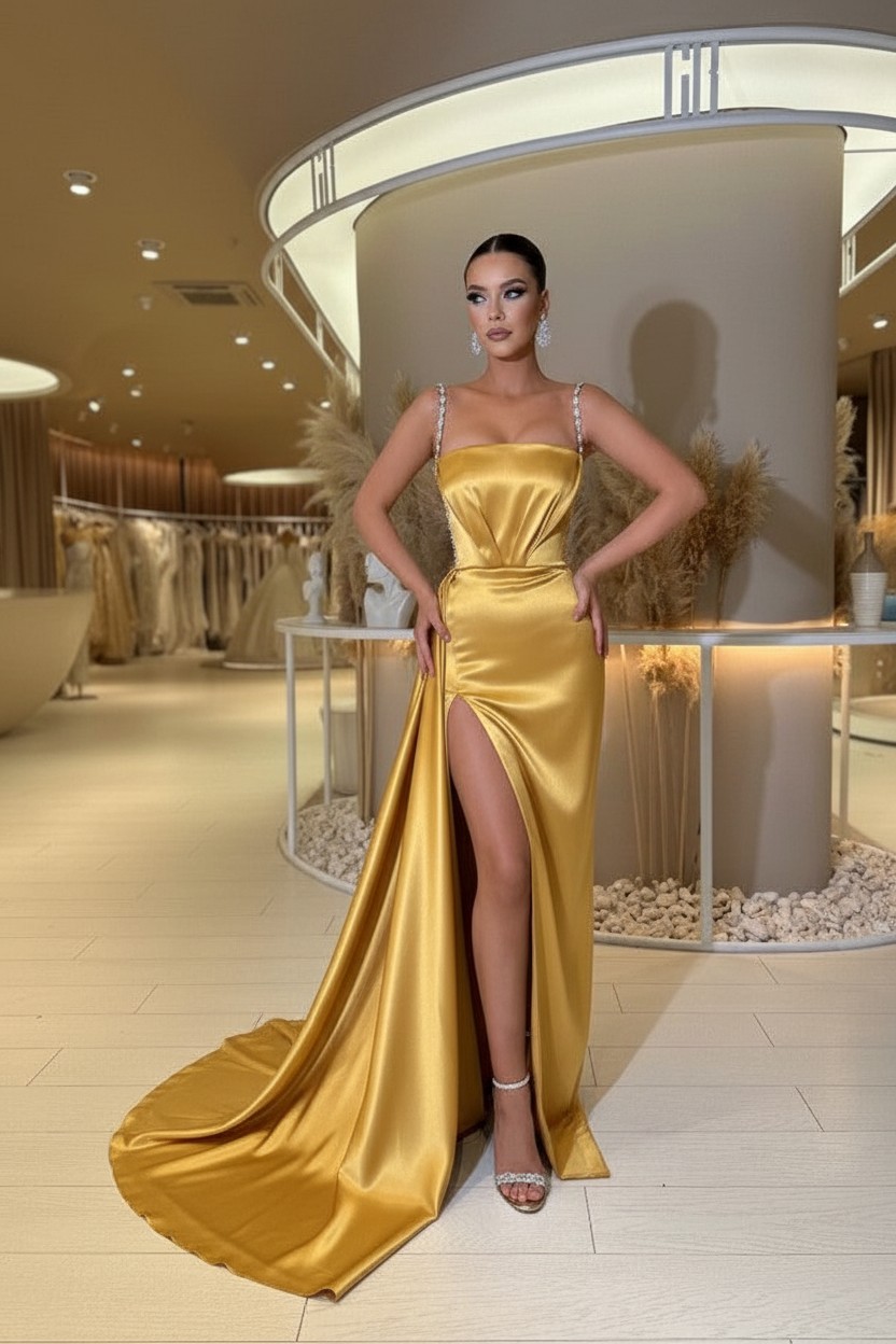 Designer Abendkleider Lang Grün | Abiballkleider mit Glitzer