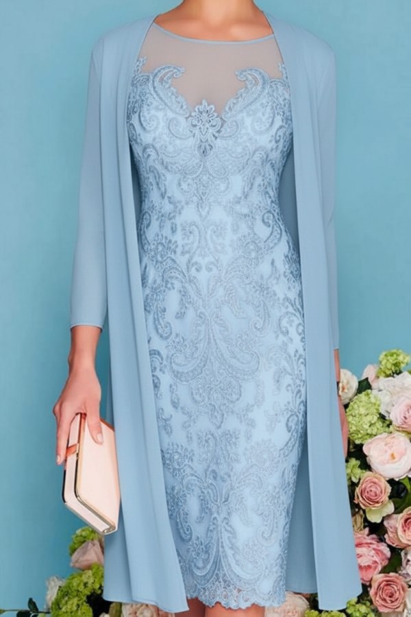 Designer Brautmutterkleider Rosa | 2 Teilige Spitze Kleider Brautmutter