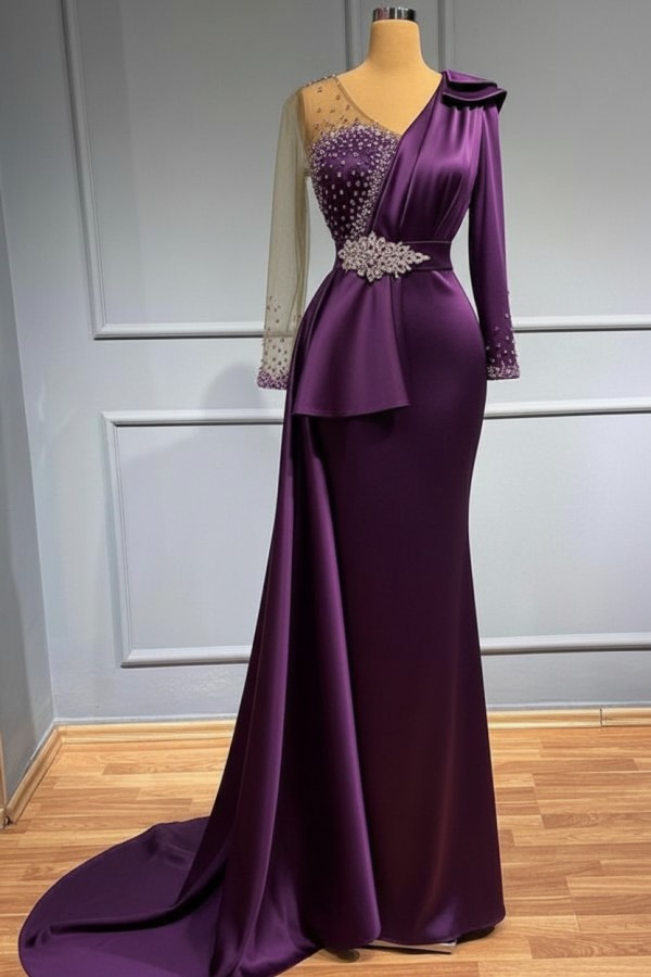 Olive Grün Abendkleider Mit Ärmel | Abiballkleider mit Glitzer