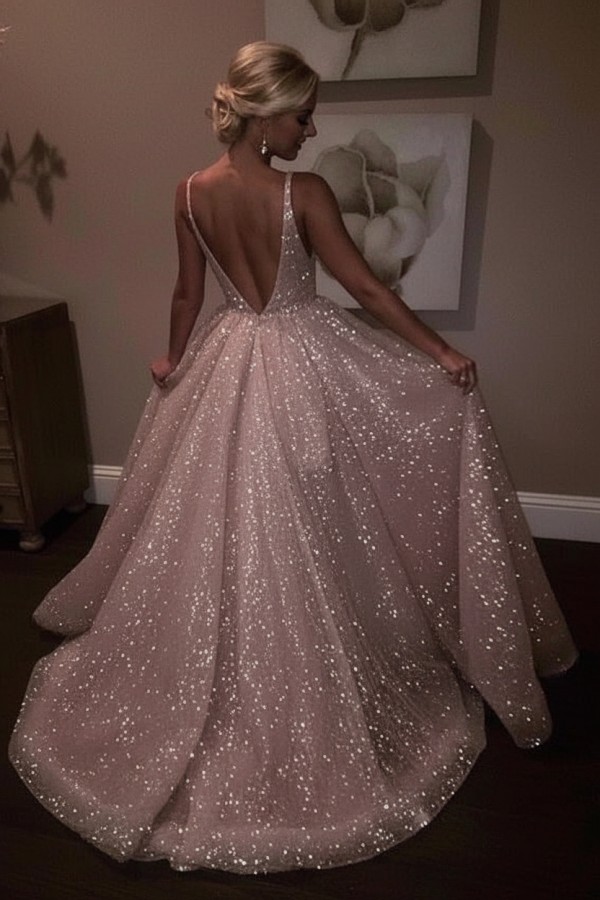 Elegante Abendkleider Lang Weiß Pailletten A Line Abiballkleider Günstig Online