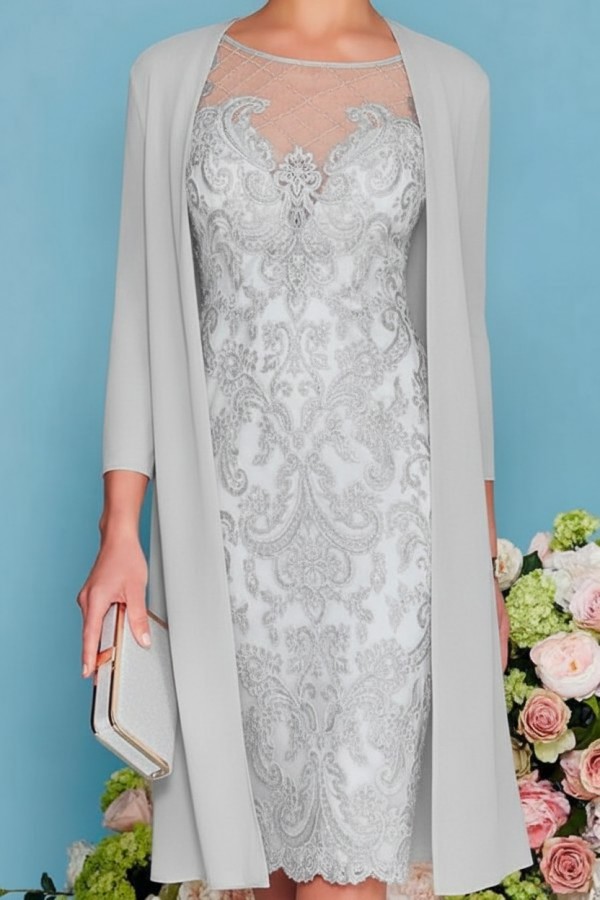 Designer Brautmutterkleider Rosa | 2 Teilige Spitze Kleider Brautmutter