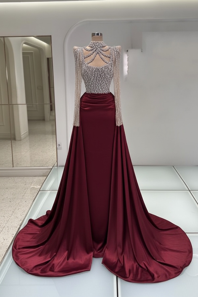 Schwarzes Abendkleid Lang Mit Ärmel Ballkleider Abiballkleider Online