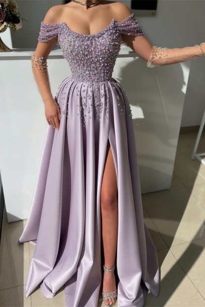 Schöne Abendkleider Lang Dusty Rosa | Abiballkleider mit Glitzer