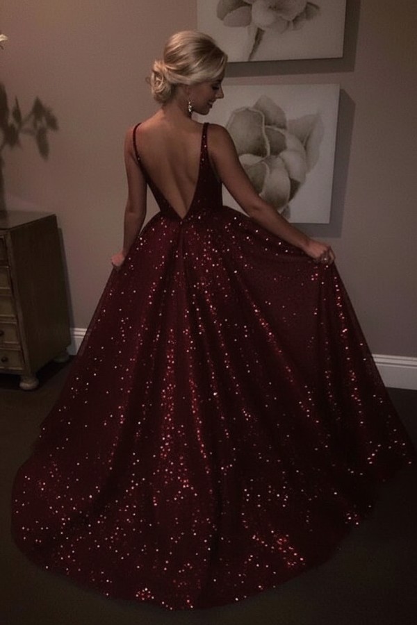 Elegante Abendkleider Lang Weiß Pailletten A Line Abiballkleider Günstig Online