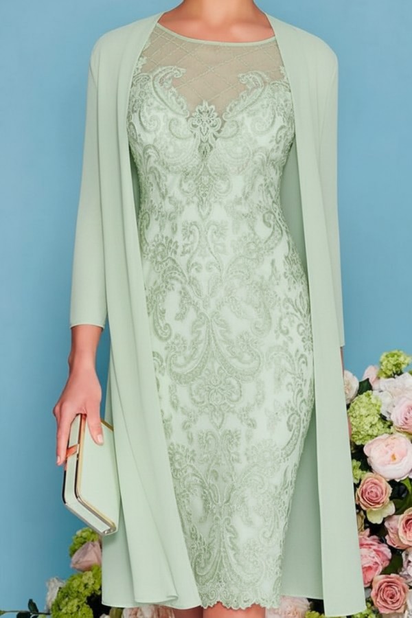Designer Brautmutterkleider Rosa | 2 Teilige Spitze Kleider Brautmutter