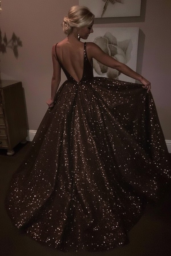 Elegante Abendkleider Lang Weiß Pailletten A Line Abiballkleider Günstig Online