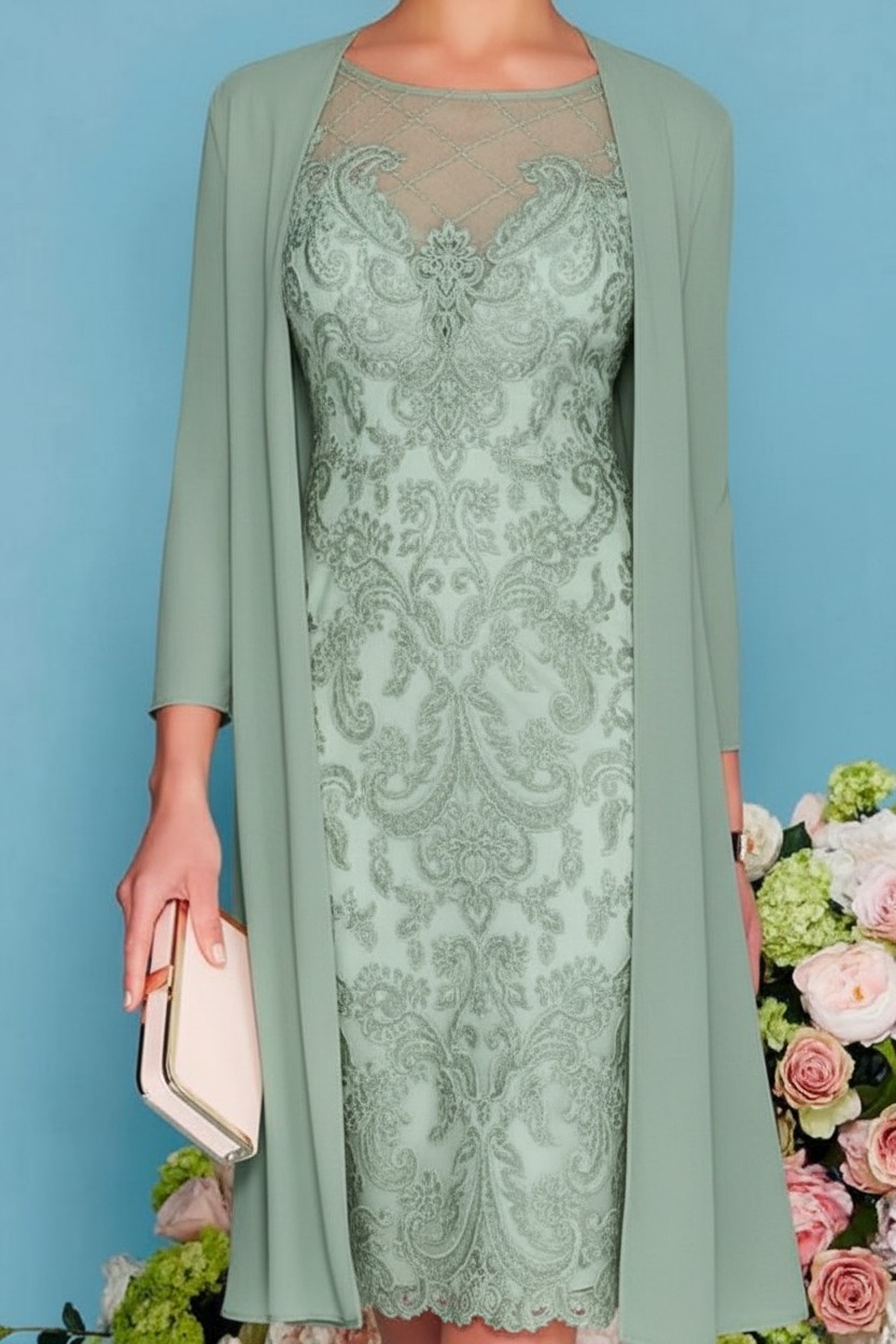 Designer Brautmutterkleider Rosa | 2 Teilige Spitze Kleider Brautmutter