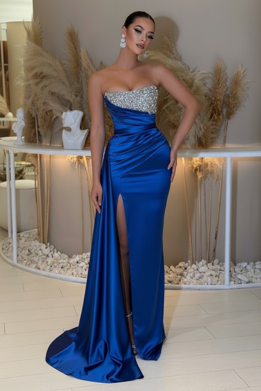 Sage Abendkleider Lang Günstig | Abiballkleider mit Glitzer