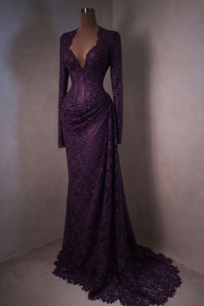 Elegante Abendkleider Lang Himmer Blau Ballkleider mit Ärmel