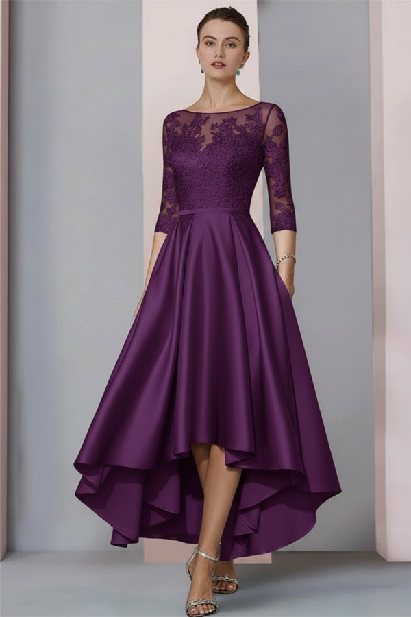 Schwarzes Brautmutterkleid Kurz | Brautmutterkleider mit Ärmel
