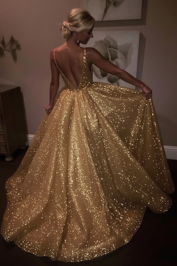 Elegante Abendkleider Lang Weiß Pailletten A Line Abiballkleider Günstig Online