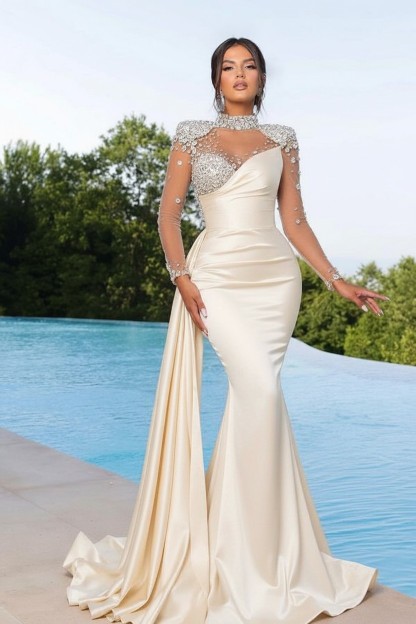 Designer Abendkleider Lang Grün | Abiballkleider mit Ärmel