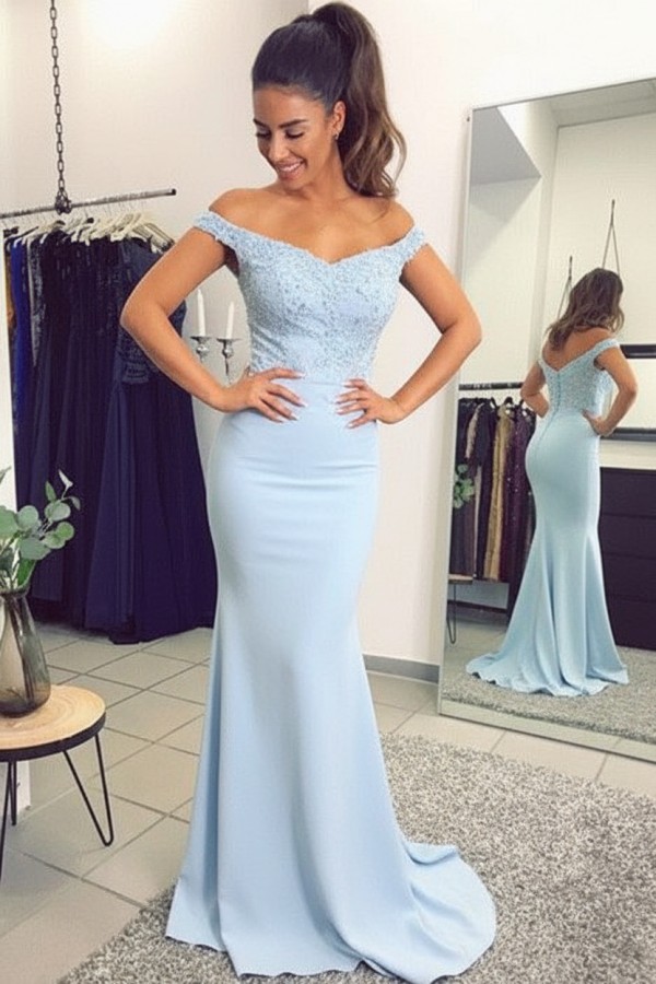 Navy Blau Spitze Abendkleid Abiballkleider | Abendkleider Lang Günstig Meerjungfrau