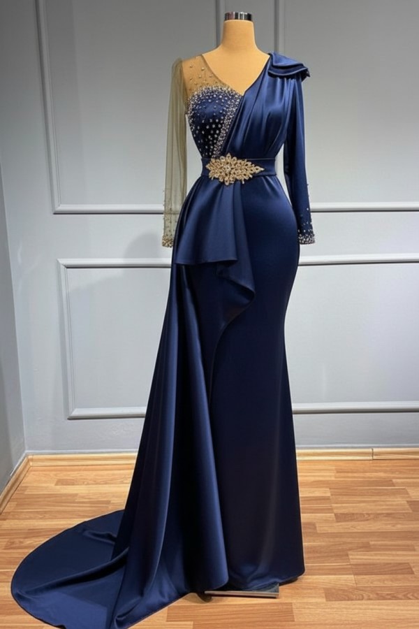 Olive Grün Abendkleider Mit Ärmel | Abiballkleider mit Glitzer