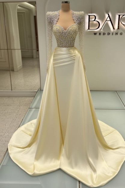 Weiße Abendkleider Mit Ärmel | Abiballkleider Lang Mit Glitzer