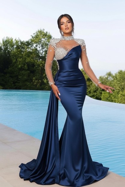 Designer Abendkleider Lang Grün | Abiballkleider mit Ärmel