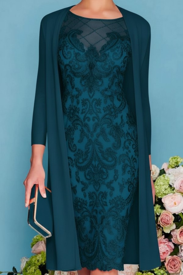 Designer Brautmutterkleider Rosa | 2 Teilige Spitze Kleider Brautmutter