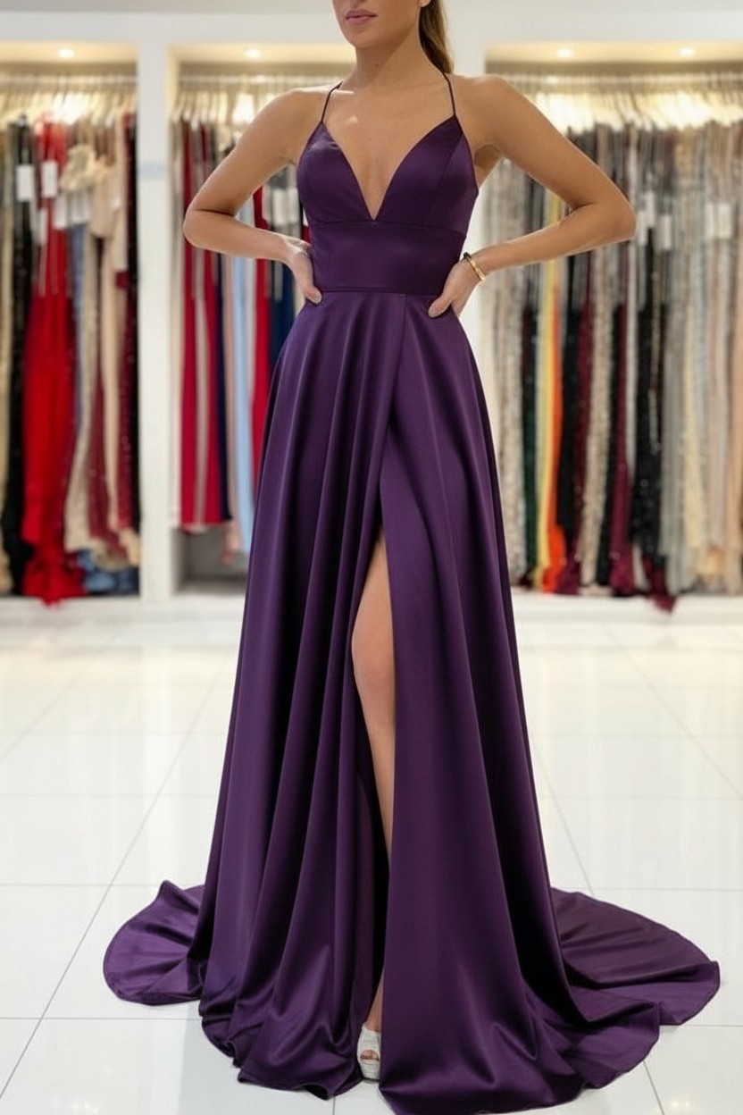 Schlichtes Abendkleid König Blau | Abiballkleider Lang Günstig