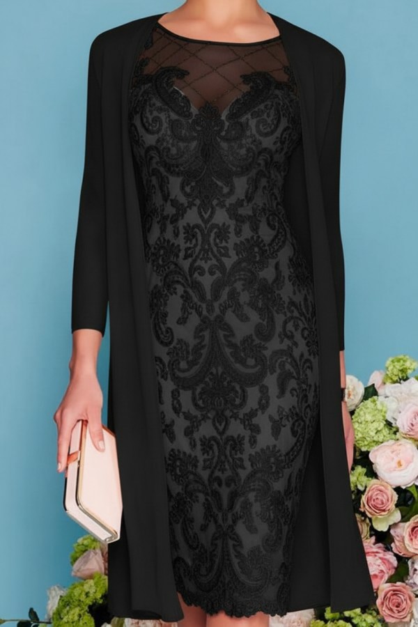 Designer Brautmutterkleider Rosa | 2 Teilige Spitze Kleider Brautmutter