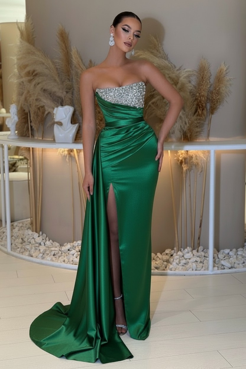 Sage Abendkleider Lang Günstig | Abiballkleider mit Glitzer