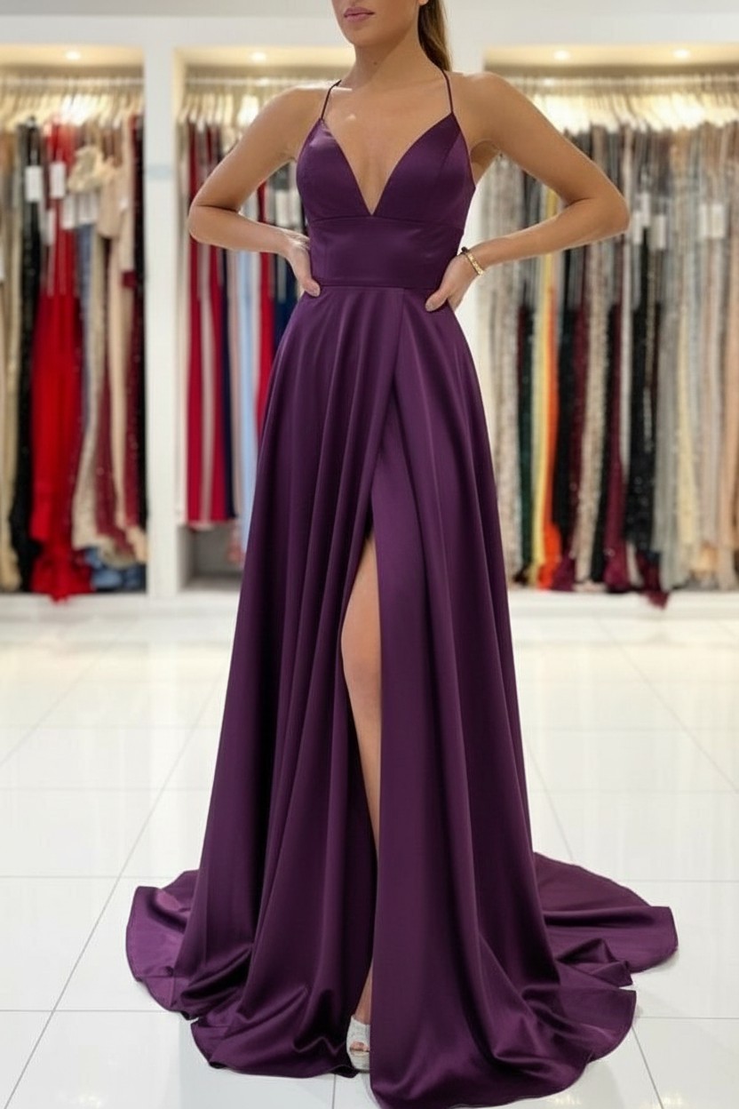 Schlichtes Abendkleid König Blau | Abiballkleider Lang Günstig