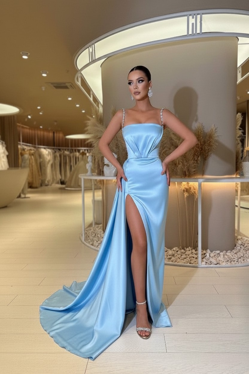 Designer Abendkleider Lang Grün | Abiballkleider mit Glitzer