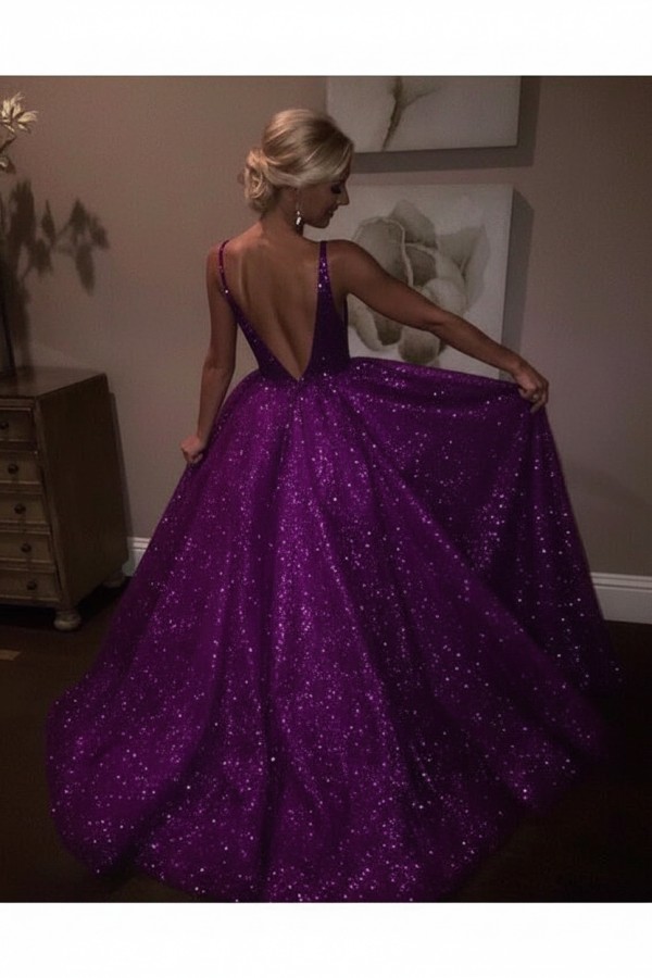Elegante Abendkleider Lang Weiß Pailletten A Line Abiballkleider Günstig Online