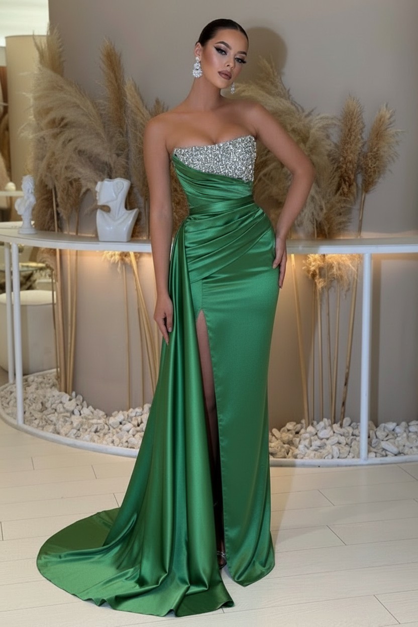 Sage Abendkleider Lang Günstig | Abiballkleider mit Glitzer