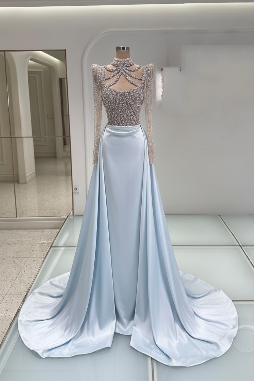 Schwarzes Abendkleid Lang Mit Ärmel Ballkleider Abiballkleider Online