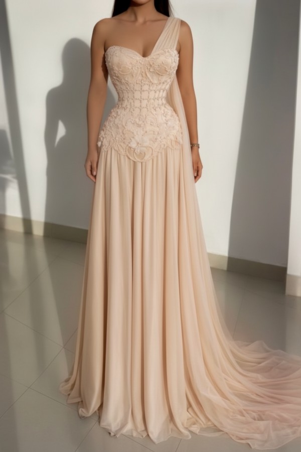 Schöne Abendkleider Lang Rosa Ballkleider mit Spitze