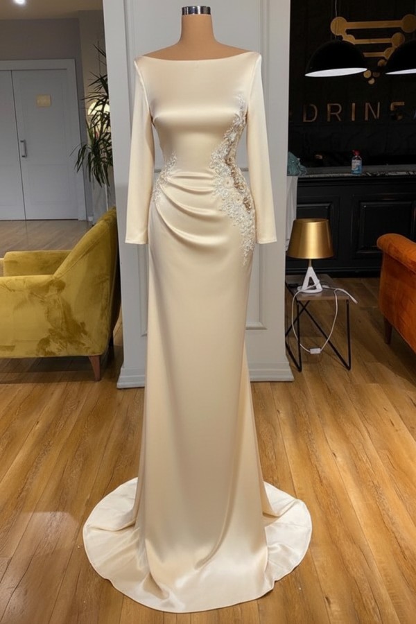 Elegante Abendkleider Lang Weiße Mit Ärmel Ballkleider Glitzer