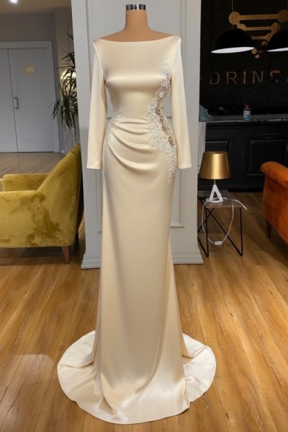 Elegante Abendkleider Lang Weiße Mit Ärmel Ballkleider Glitzer