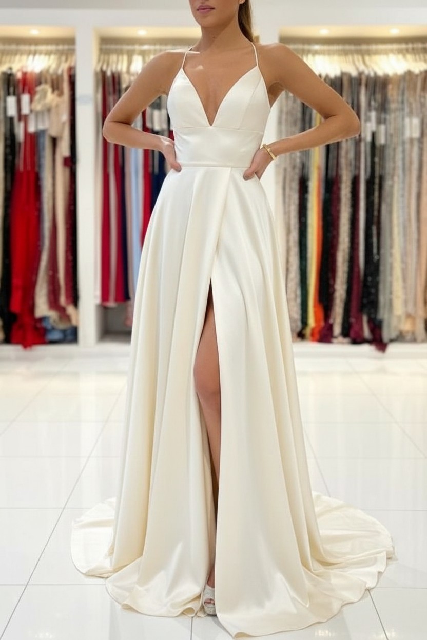 Schlichtes Abendkleid König Blau | Abiballkleider Lang Günstig