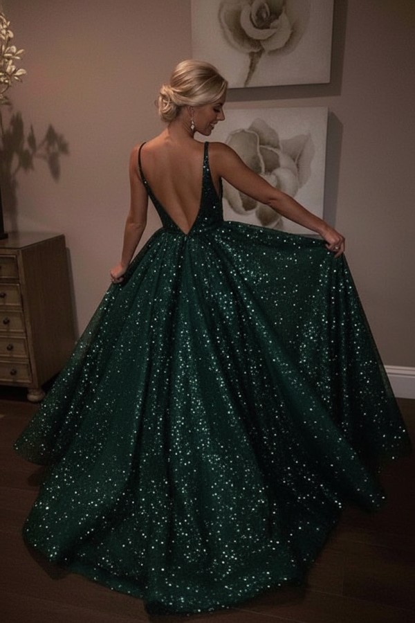 Elegante Abendkleider Lang Weiß Pailletten A Line Abiballkleider Günstig Online