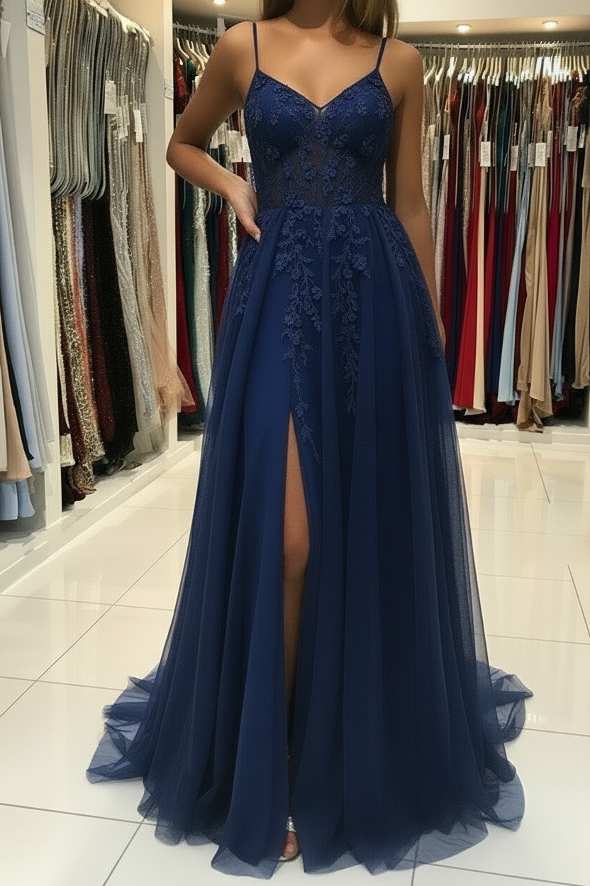 Luxus Abendkleider Lang Glitzer | Blau Abiballkleider Abendmoden