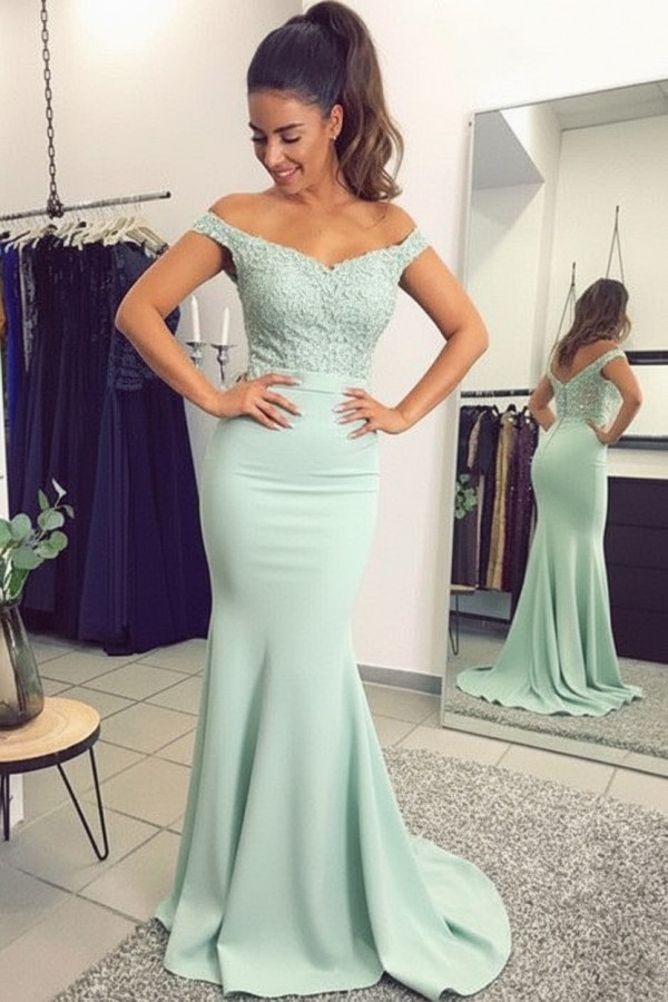 Navy Blau Spitze Abendkleid Abiballkleider | Abendkleider Lang Günstig Meerjungfrau