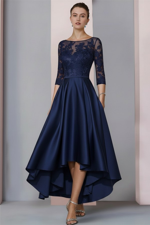 Schwarzes Brautmutterkleid Kurz | Brautmutterkleider mit Ärmel