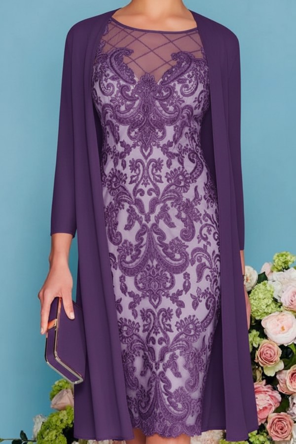Designer Brautmutterkleider Rosa | 2 Teilige Spitze Kleider Brautmutter
